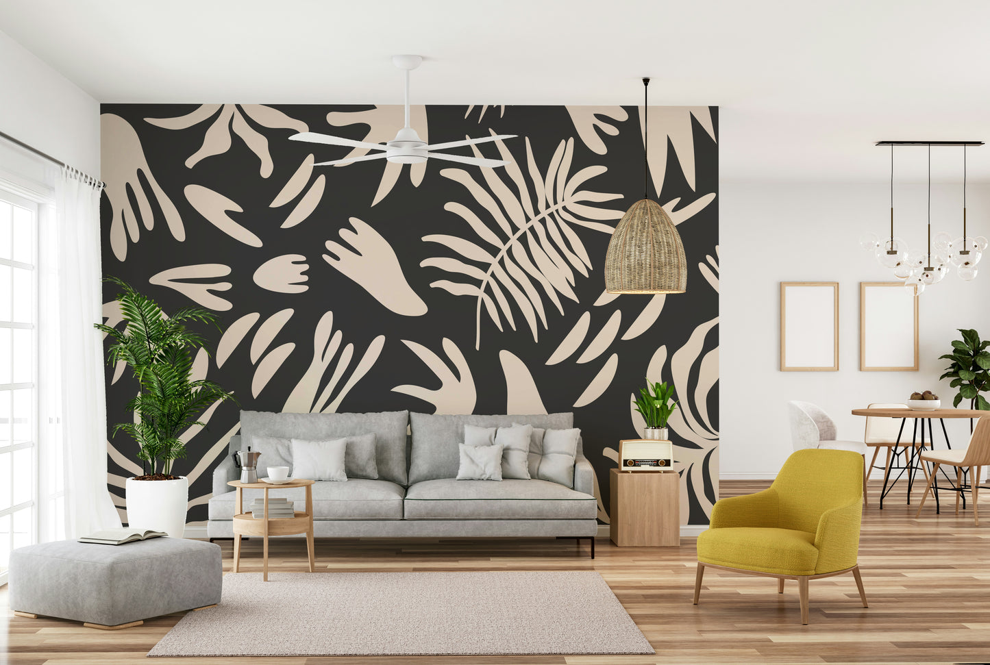 A beautiful modern art wall mural for a living room.

