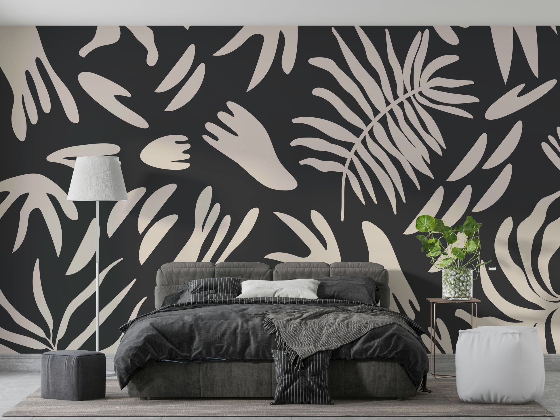 A peaceful abstract design mural on decorative wallpaper.


