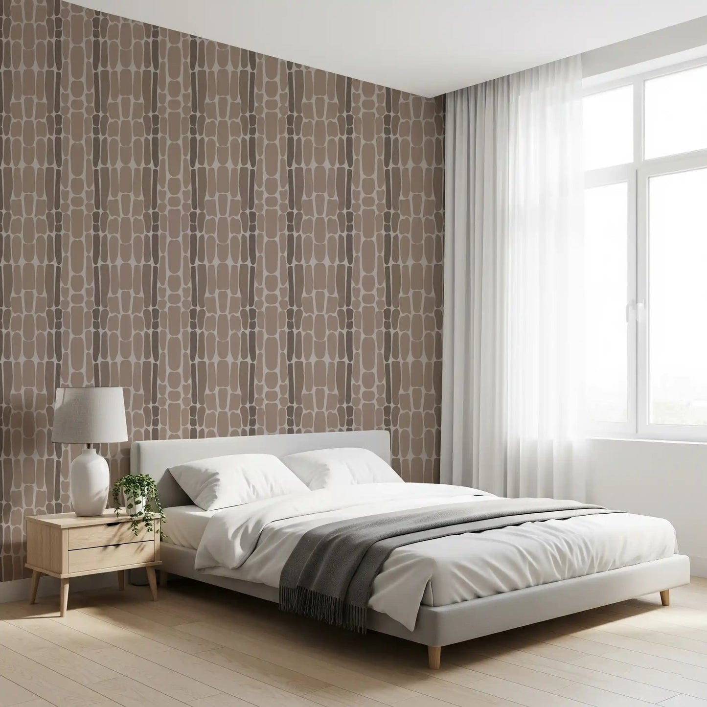 A subtle linen-like texture runs across the Organic Stone Mosaic wallpaper background.GD9555