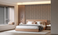 Vertical pebble layers settle into a master bedroom with Organic Stone Mosaic wallpaper.GD9555