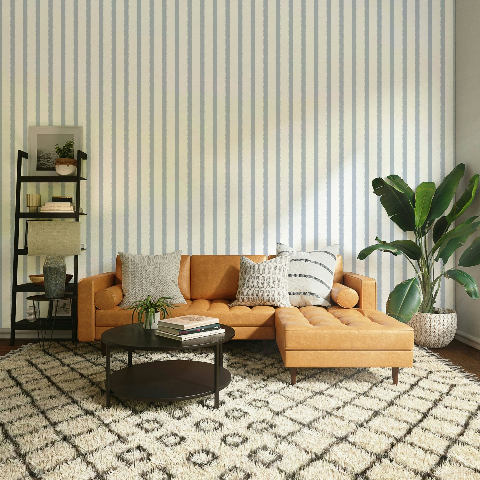 Organic Stripes in Light Blue Wallpaper with soft vertical bands GD4978
