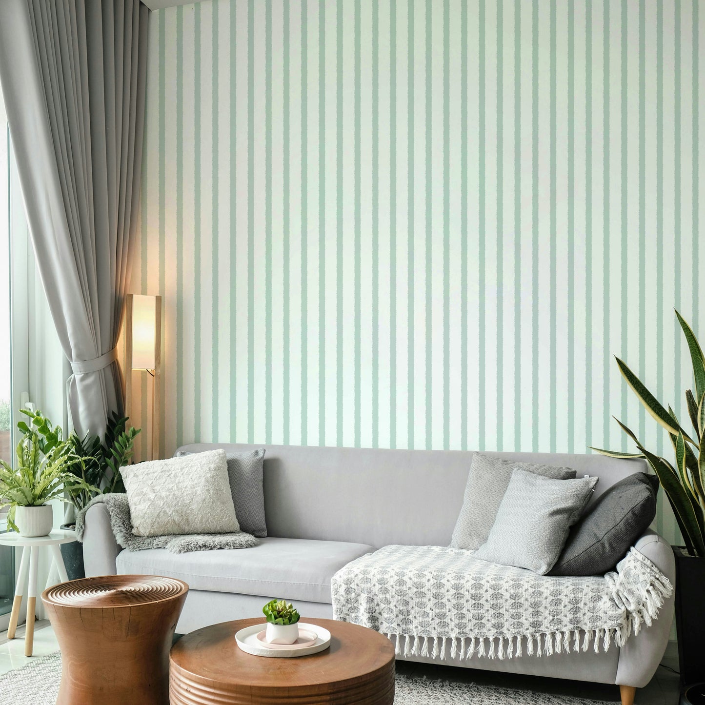 Organic Stripes Light Sage Wallpaper⁠