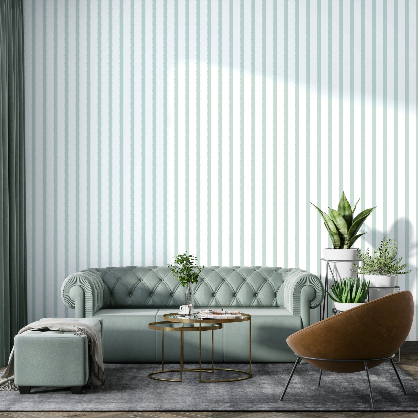 Organic Stripes Light Sage Wallpaper⁠