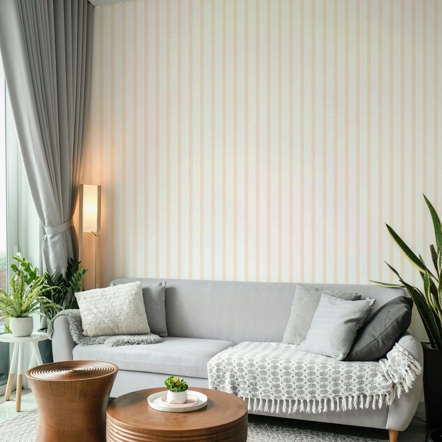 Organic Stripes Pale Peach Wallpaper⁠