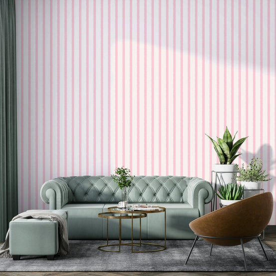 Organic Stripes Pink wallpaper featuring soft vertical pink and cream bands GD4979
