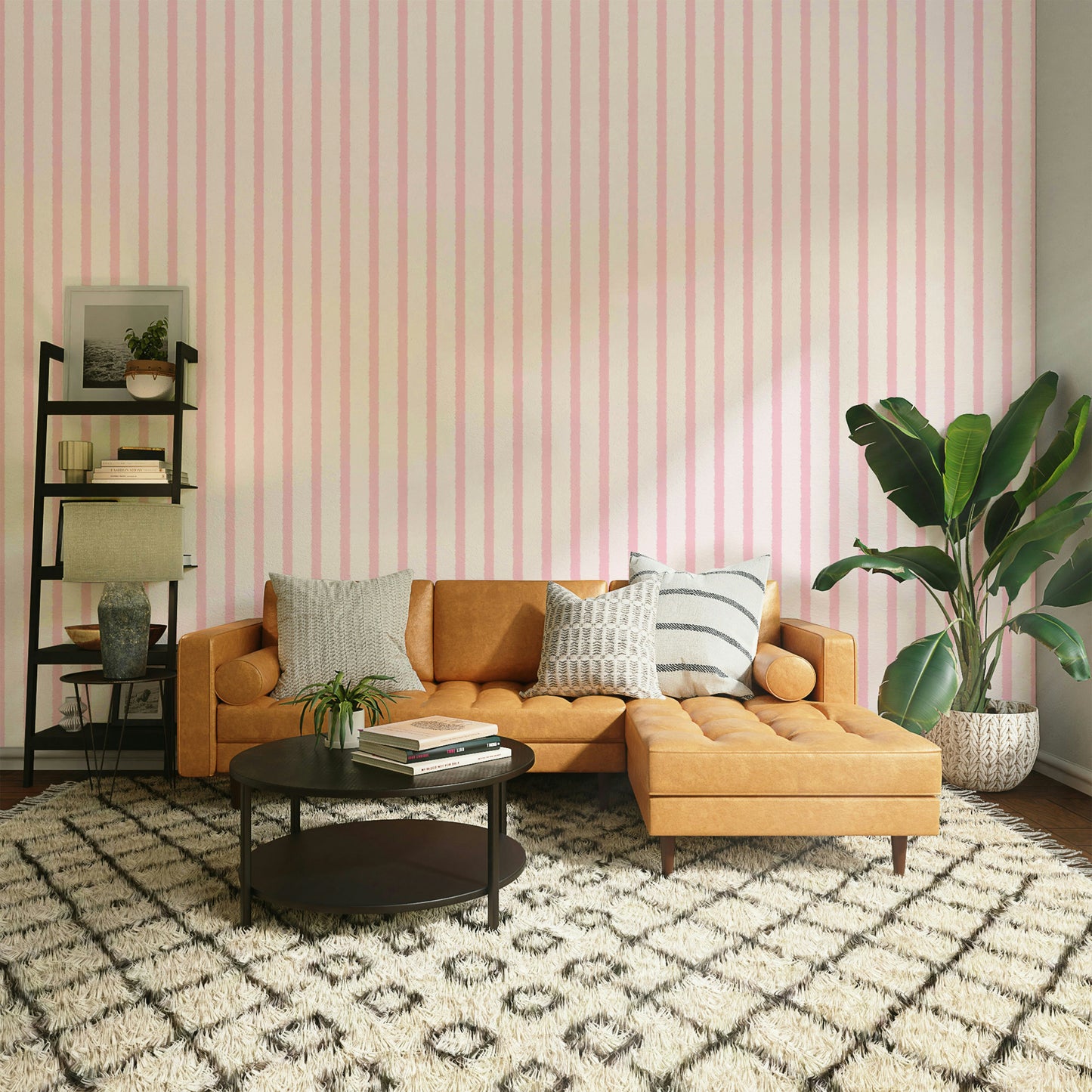 Organic Stripes Pink Wallpaper⁠