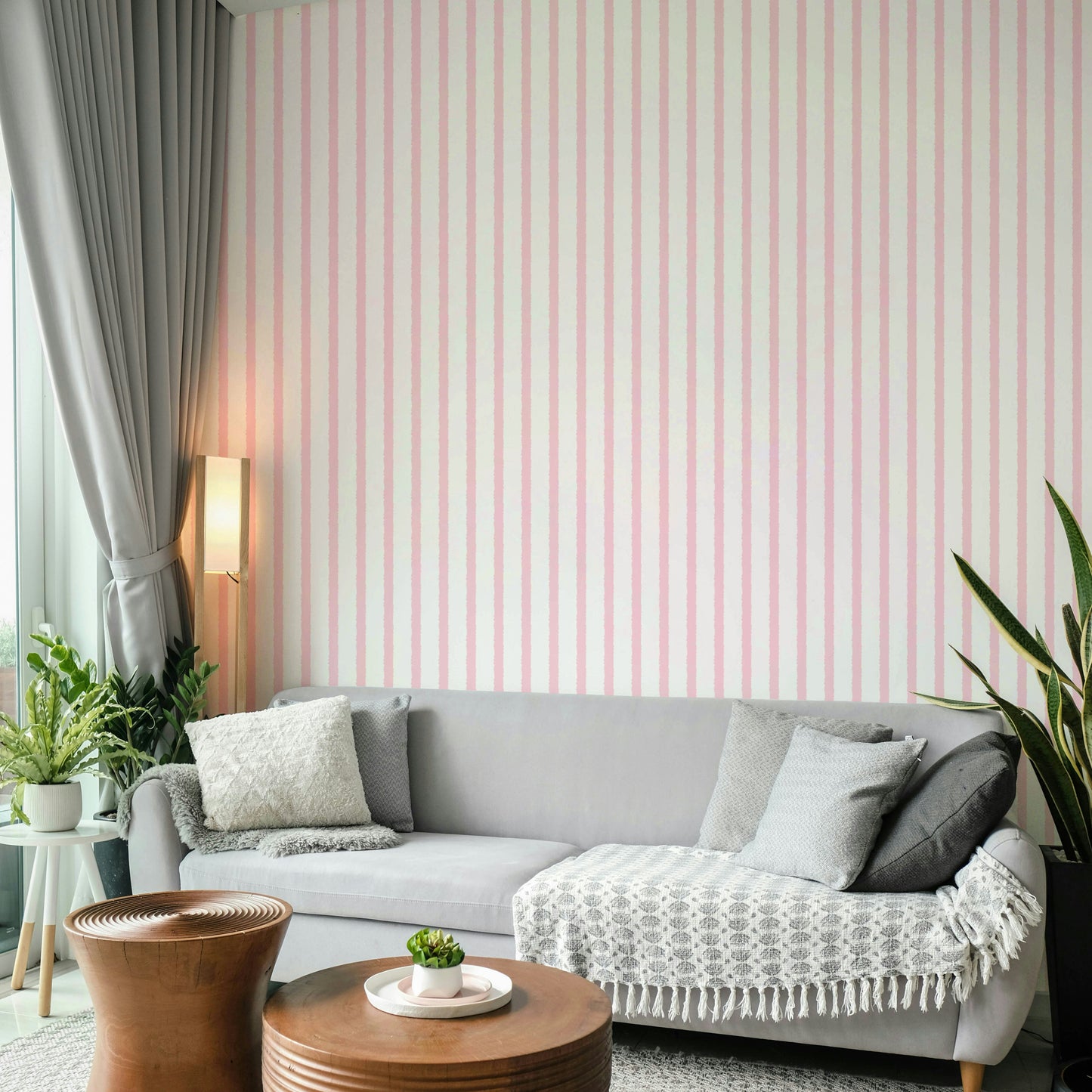 Organic Stripes Pink Wallpaper⁠