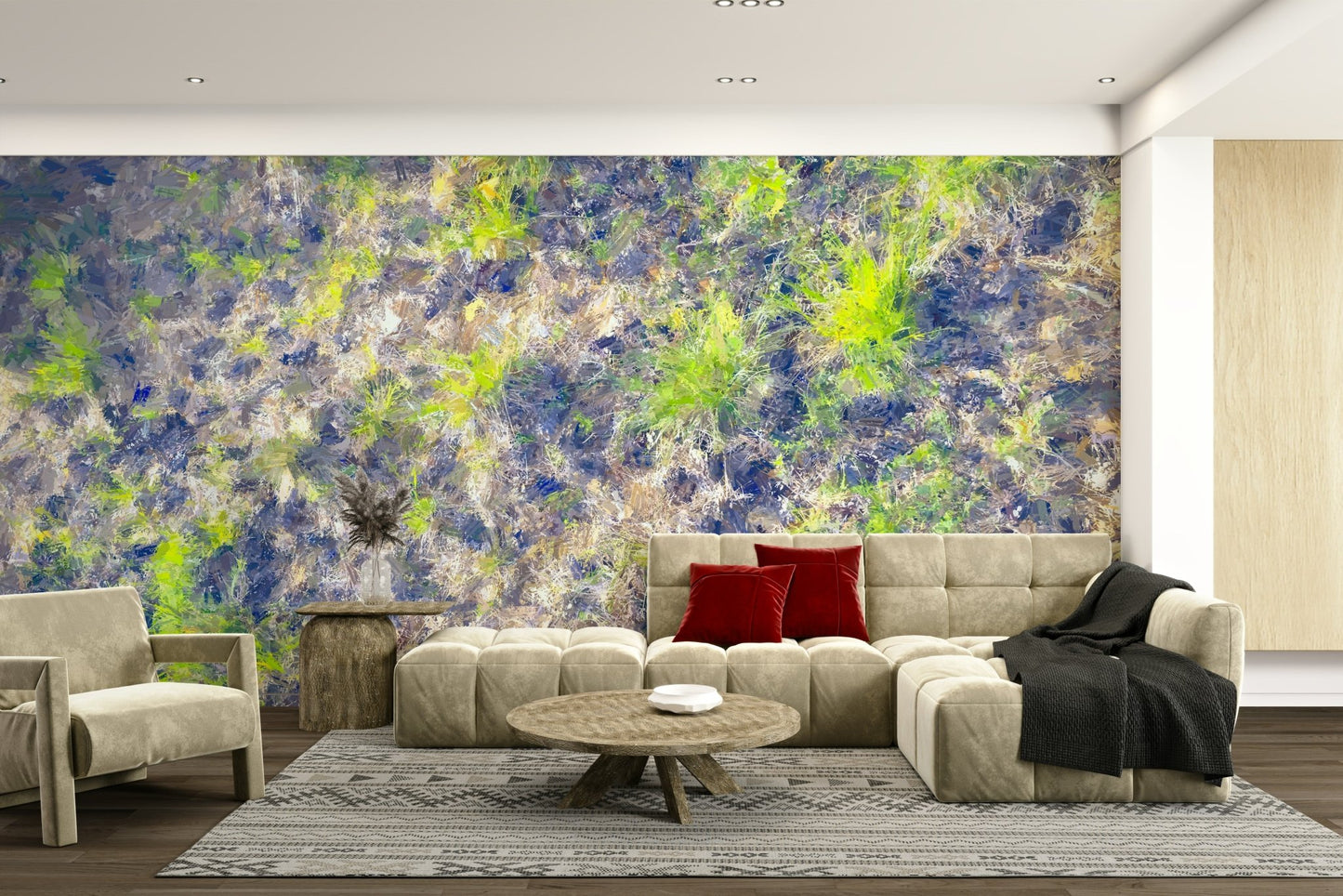 Detailed textures of grass blades and soil.

