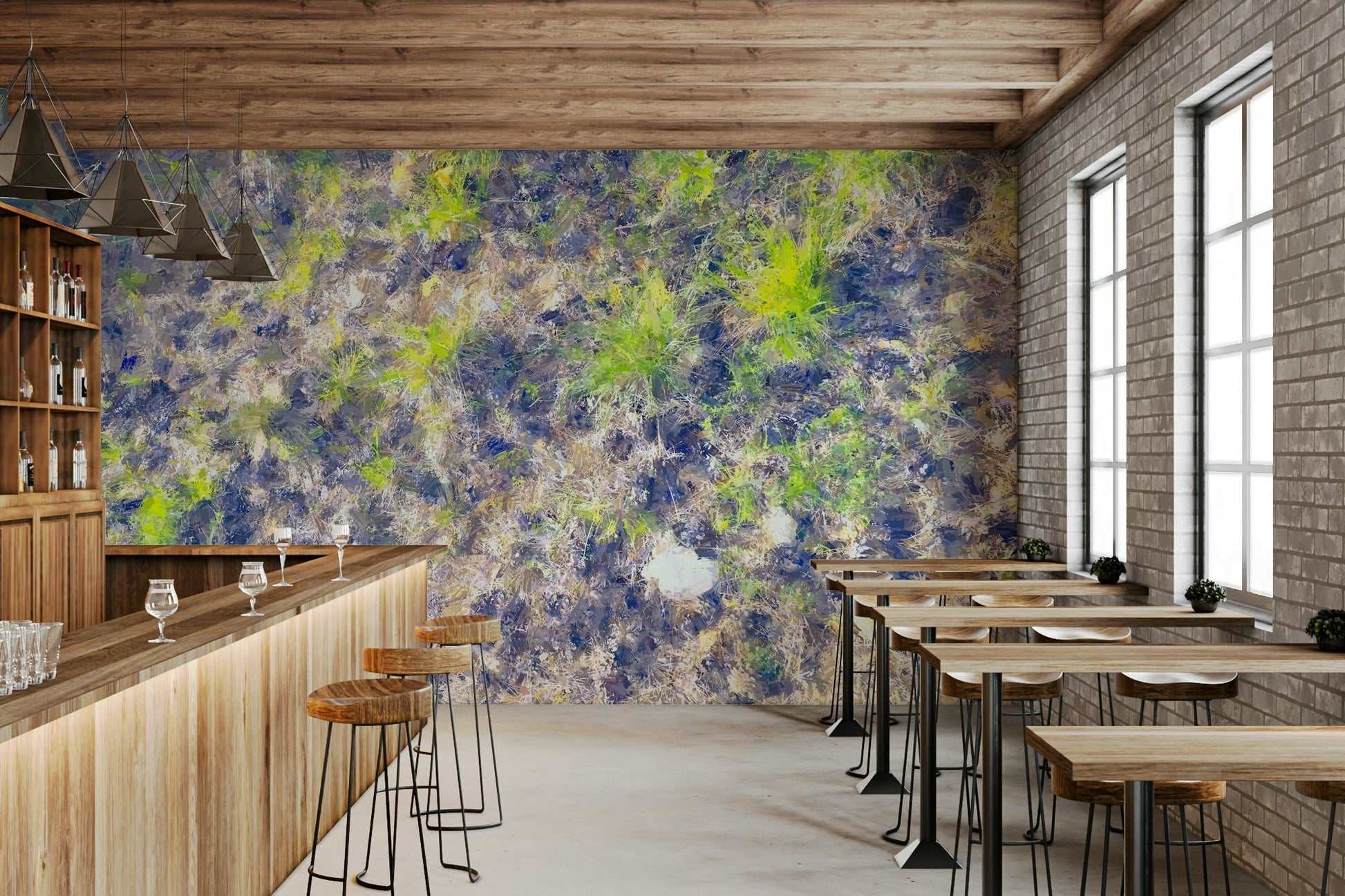 Wall decor evoking tranquility and freshness.

