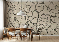 Overlapping botanical line forms covering the surface of a wall mural., GD5479