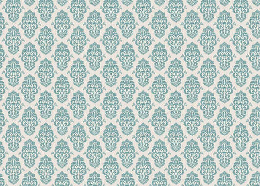 White and Blue Damask Pattern Wallpaper Mural