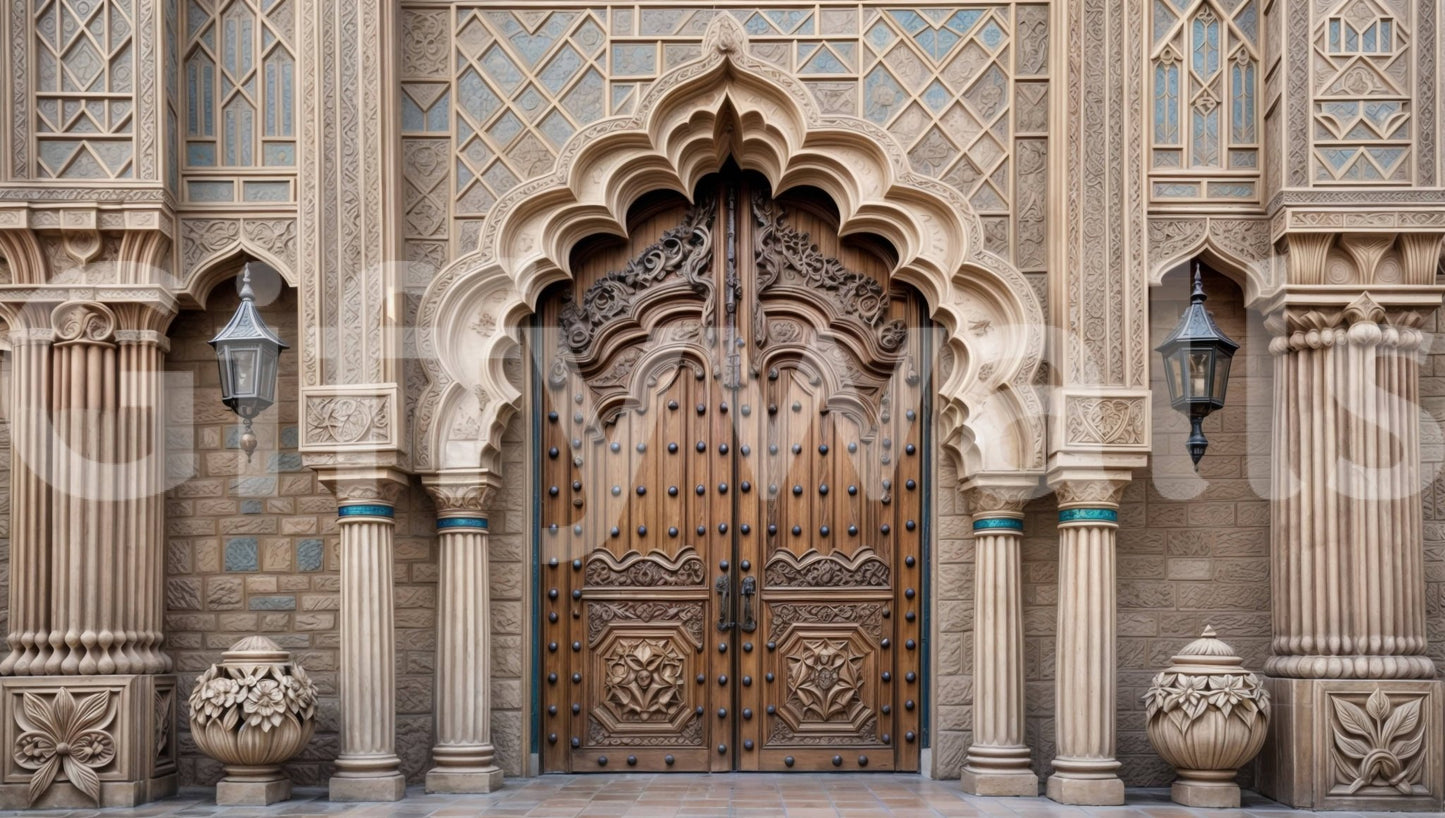 Gold and cream Ornate Entryway wall mural for a sophisticated living room décor