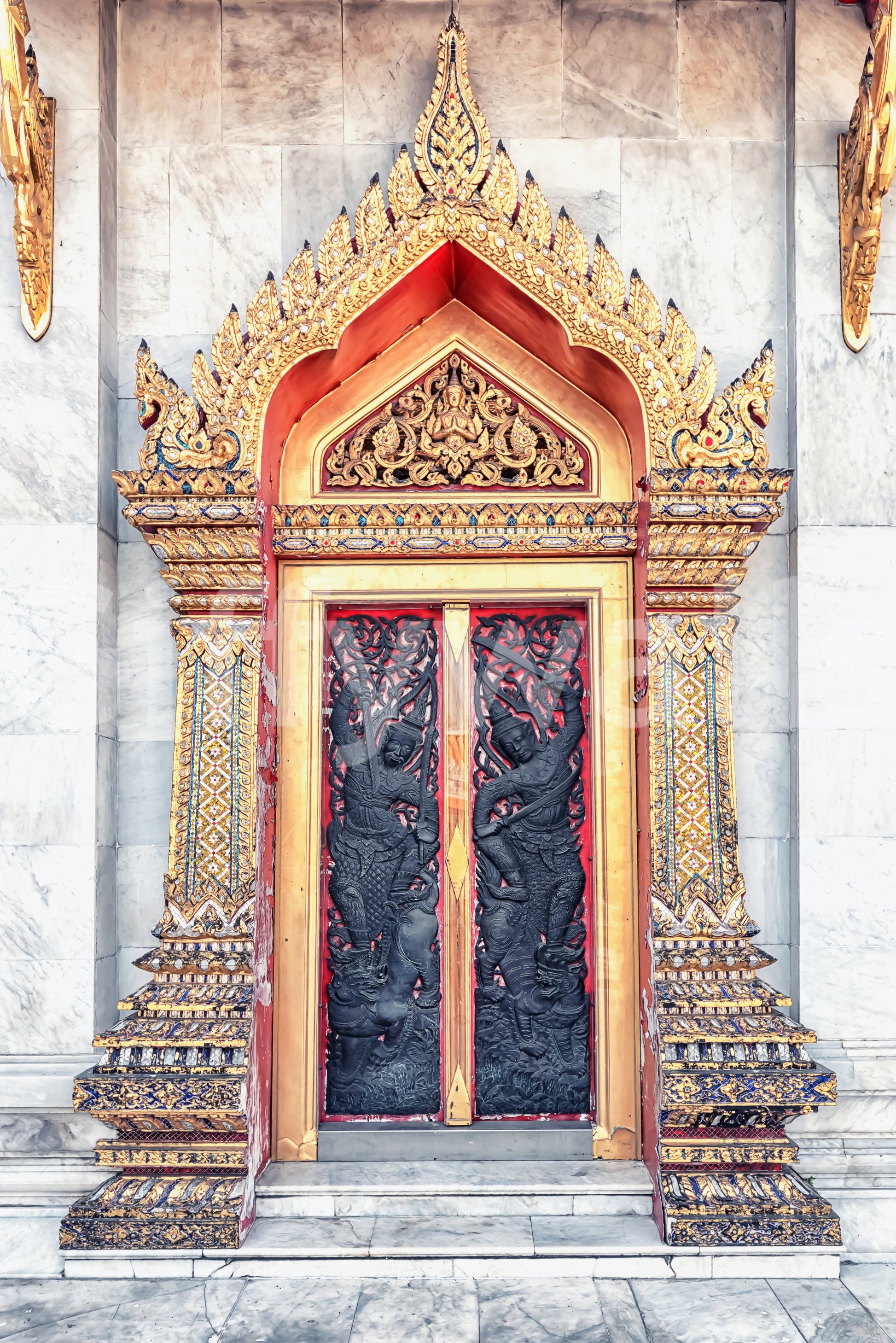 Heritage style Temple Gate's Grandeur wallpaper with golden lighting.