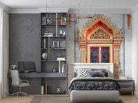 Symmetrical temple entrance in Temple Gate's Grandeur wallpaper.