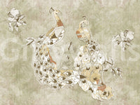 Antique-inspired wall mural with Ornate Vintage Bird and light scenic depth, GD9281