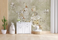 Hallway styled using Ornate Vintage Bird wall mural in faded neutral tones, GD9281