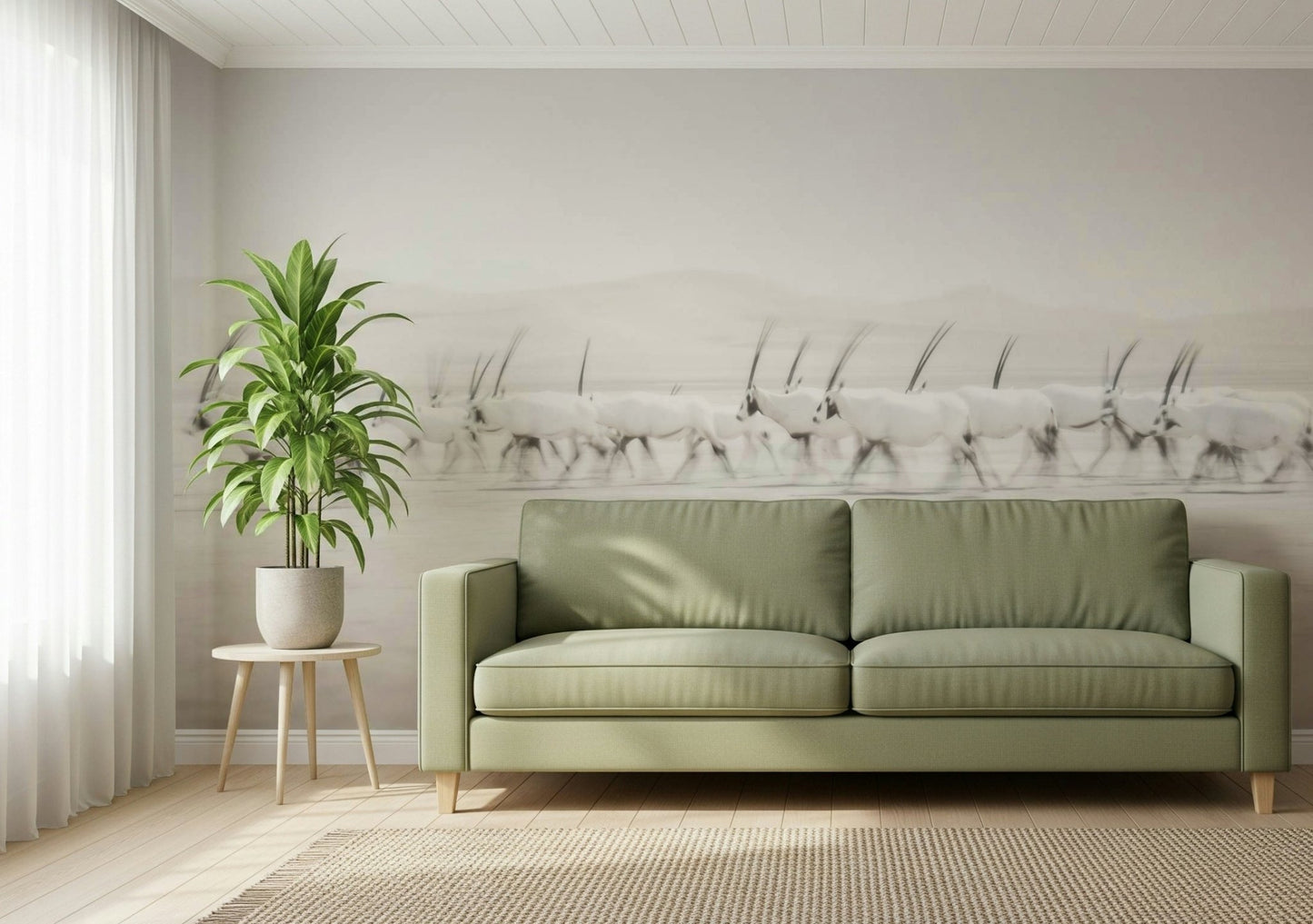 An artistic minimalist form mural for home decor.
