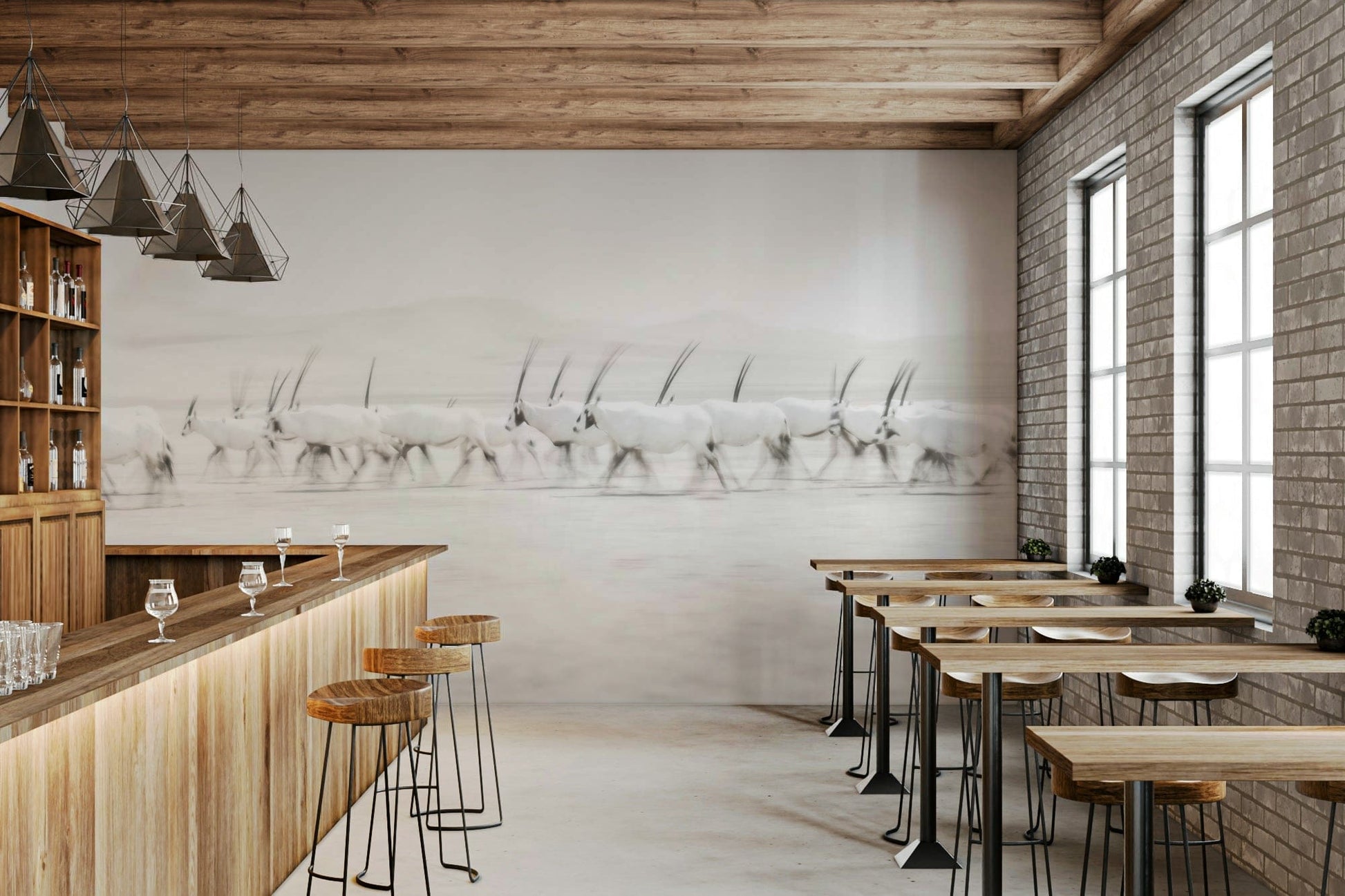 A graceful subtle pattern wall mural in warm, natural tones.