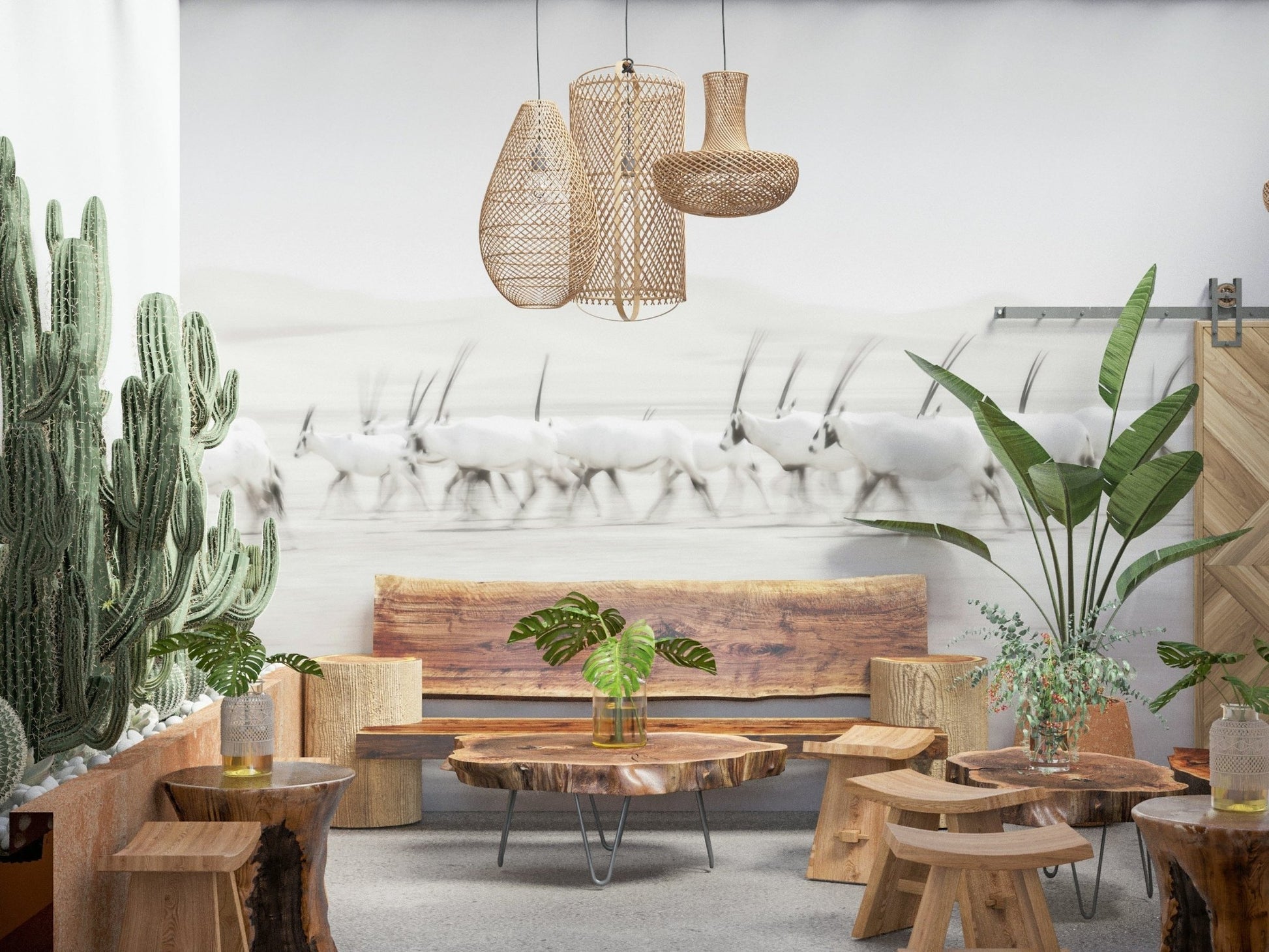 A serene subtle animal wall mural for your decor.