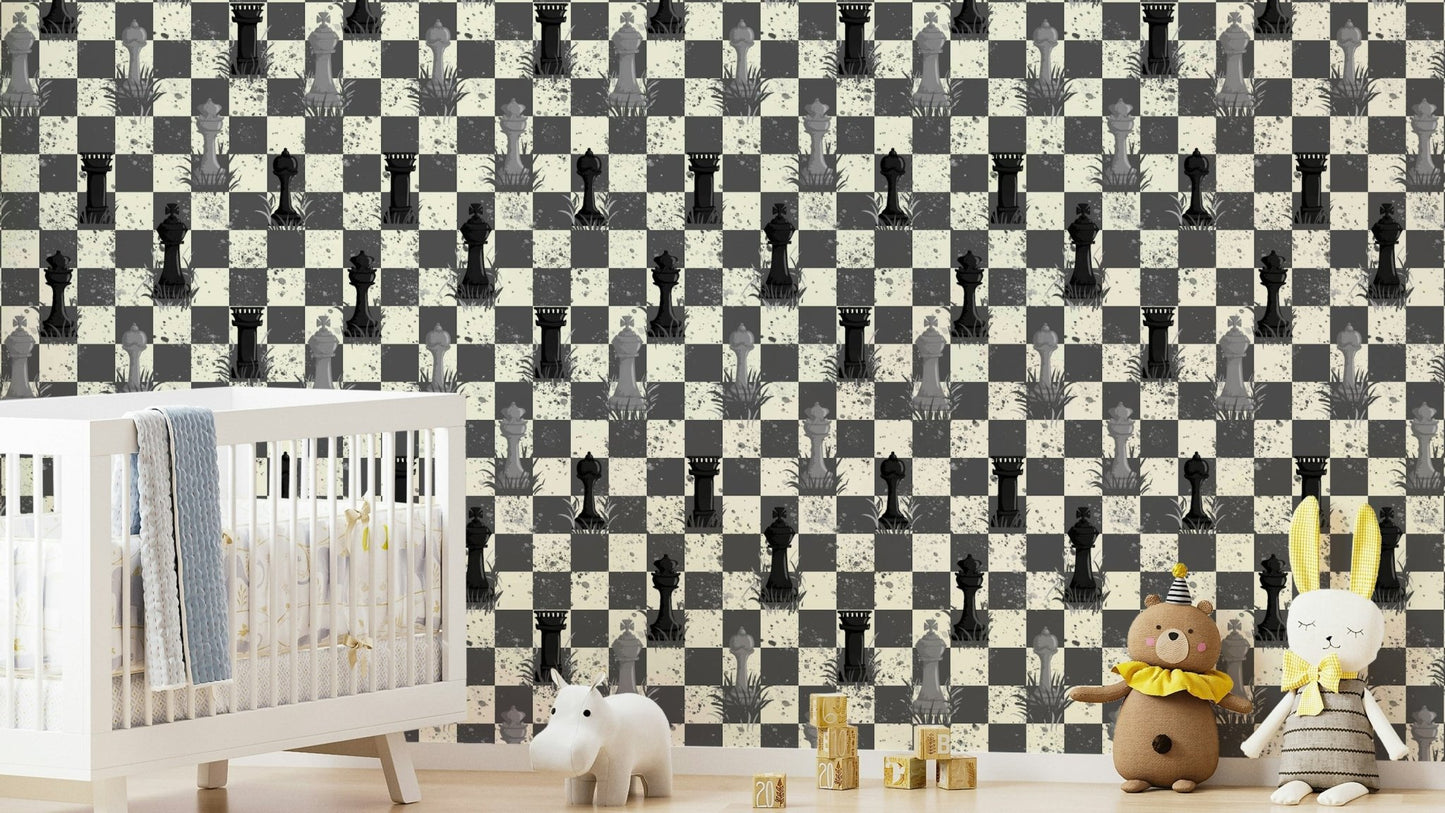 Outdoor Chess - Grayscale / Black and White Wallpaper⁠