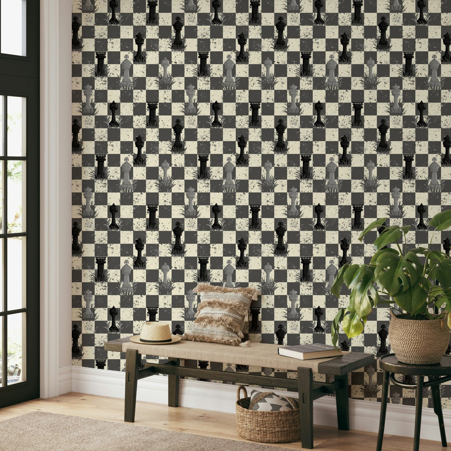 Outdoor Chess - Grayscale / Black and White Wallpaper⁠