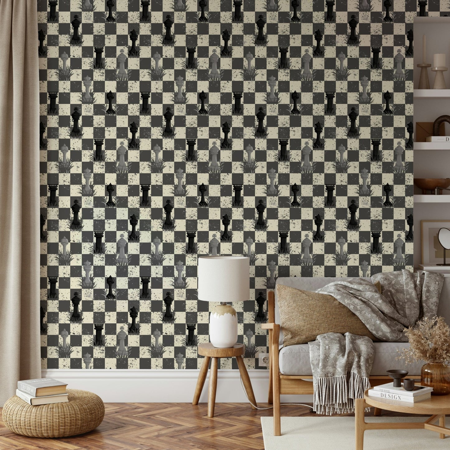 Outdoor Chess - Grayscale / Black and White Wallpaper⁠