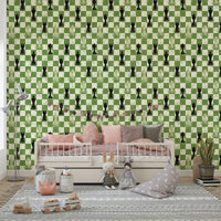 Green chess mural wallpaper for rooms
