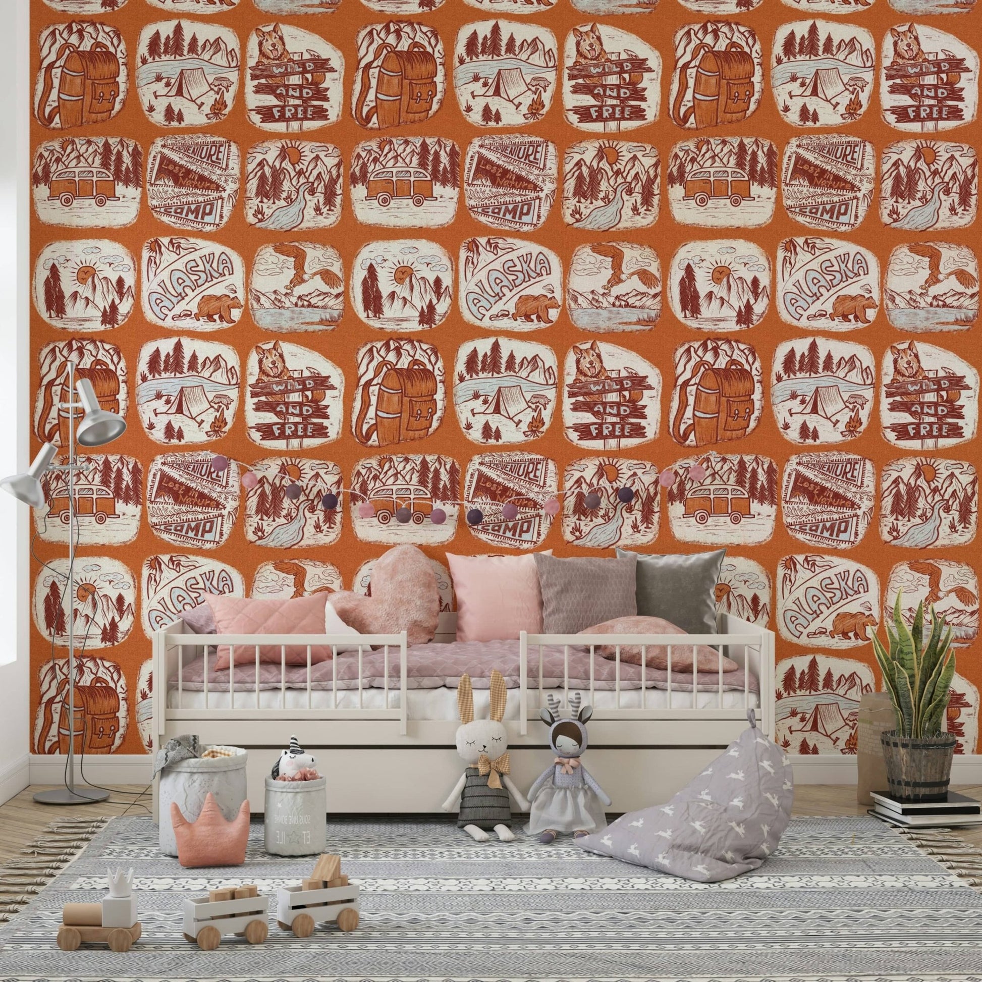 Rustic earth-tone Outdoor Explorer Wallpaper for walls.