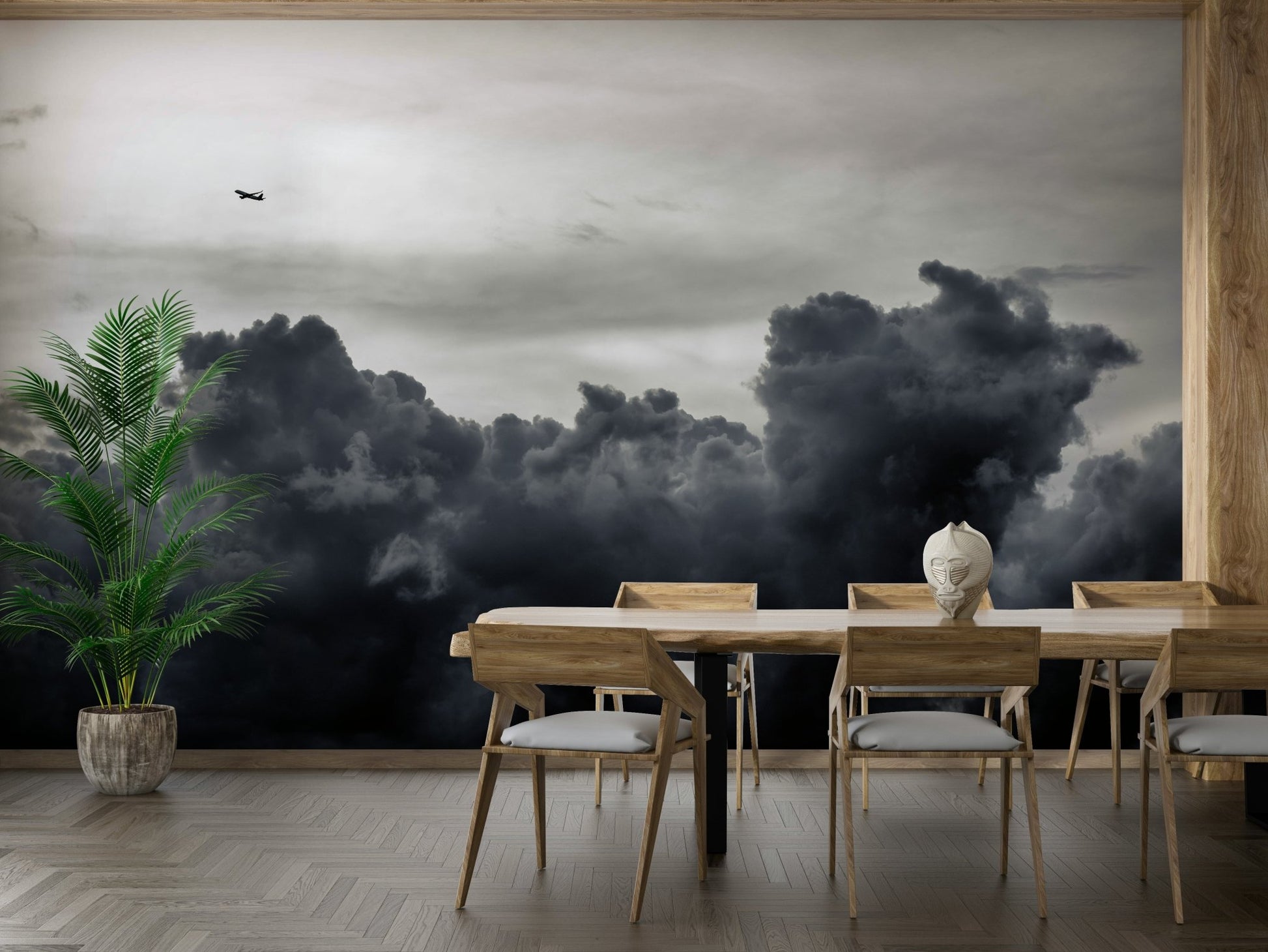 Thunderheads pile up beneath a small plane in this Over the Storm wall mural GD4783
