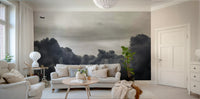 Turbulent cloud tops climb toward a small plane, a cloud wall mural GD4783
