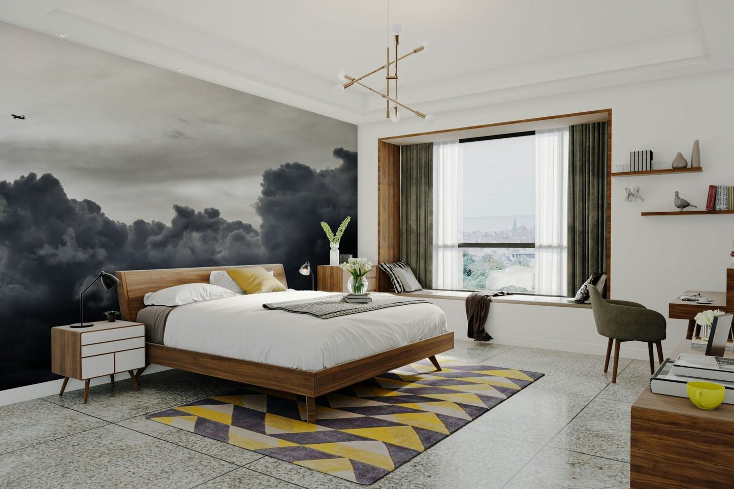 Iron gray tones weigh on the storm cloud below, a moody wall mural GD4783
