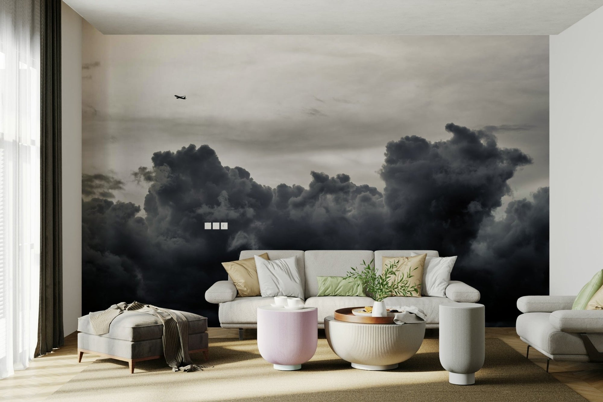 Brooding storm clouds mass low in the frame, the Over the Storm wall mural GD4783
