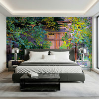 Botanical themed wallpaper capturing a forgotten portal reclaimed by nature.