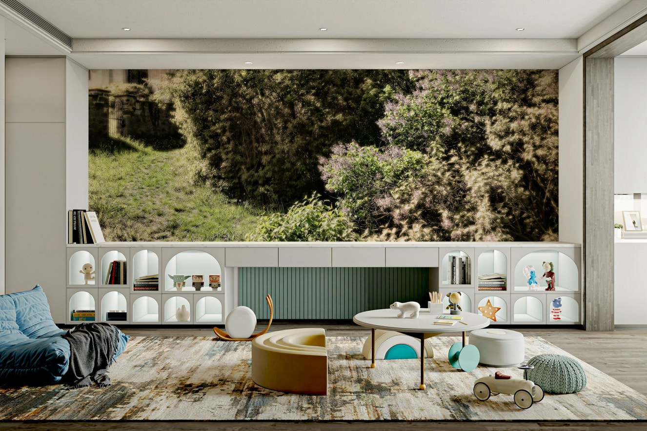 Overgrown pathway in a natural setting.

