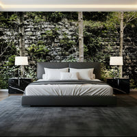 Nature inspired stone wallpaper mural for a sophisticated hallway design.