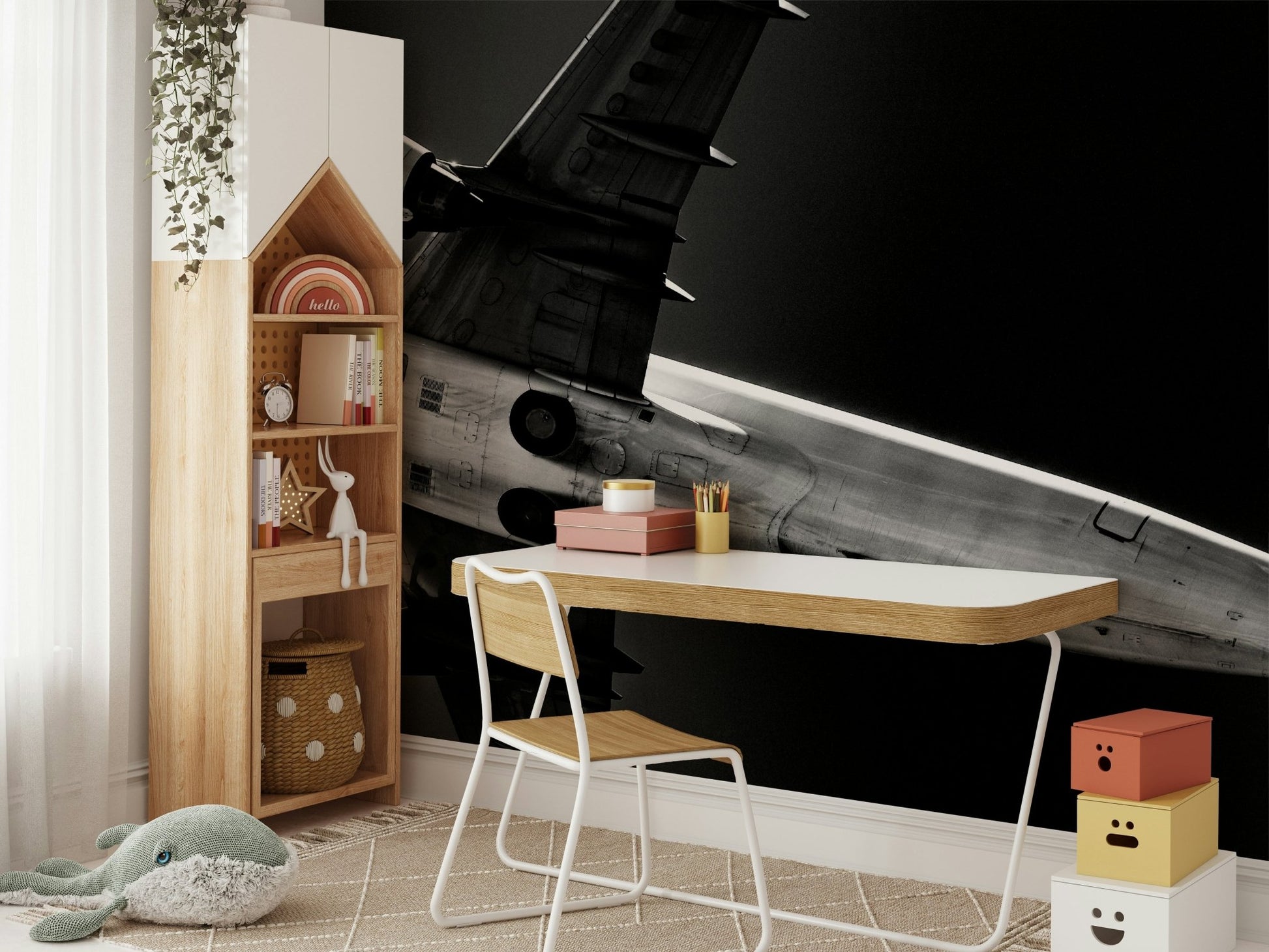 Polished metal catches light on the Overhead wall mural GD4942

