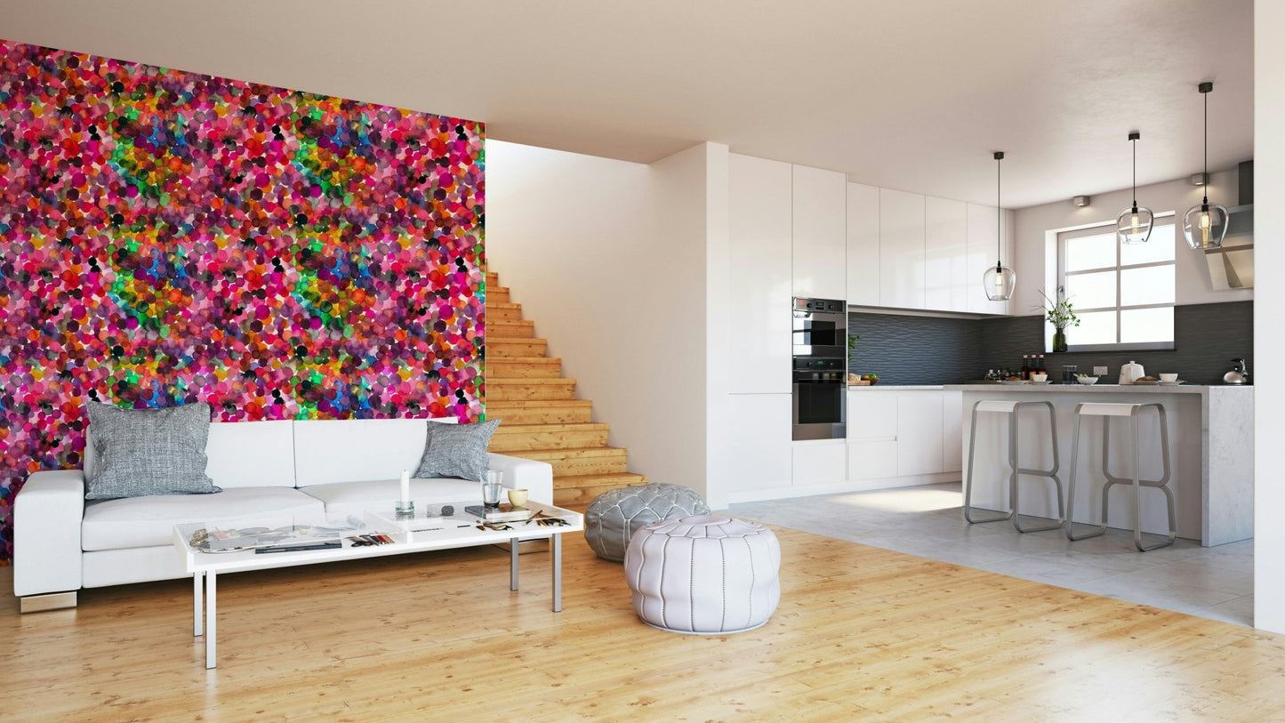 Peel and stick watercolor dots wallpaper mural


