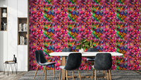 Overlapped watercolor art dots wallpaper on wall

