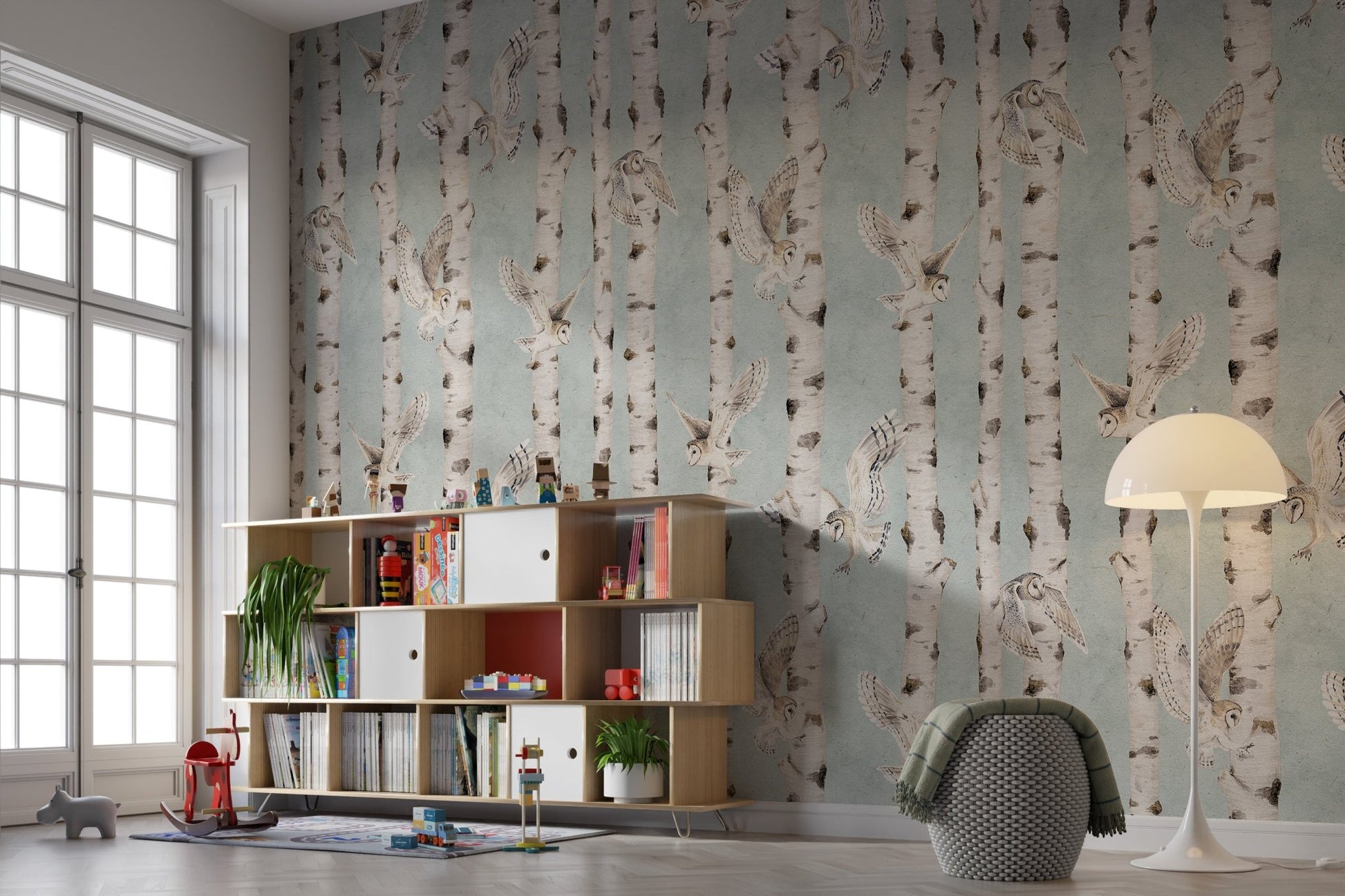 Vintage birch tree and owl wall décor
