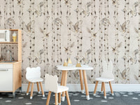Minimalist birch and owl wallpaper decor
