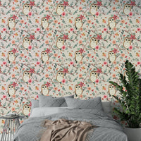 Playful owls wallpaper in nursery room

