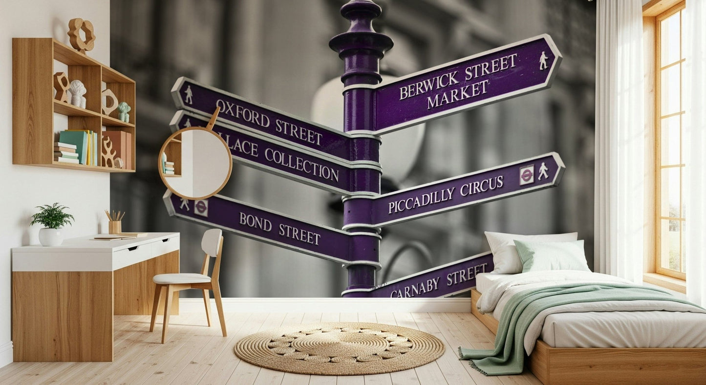  Iconic London directional post wallpaper art, Bond Street direction.
