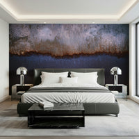 Bedroom accent wall with the unique Oxidized Horizon Wall Mural.