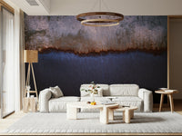 Contemporary office space with the Oxidized Horizon Wall Mural backdrop.