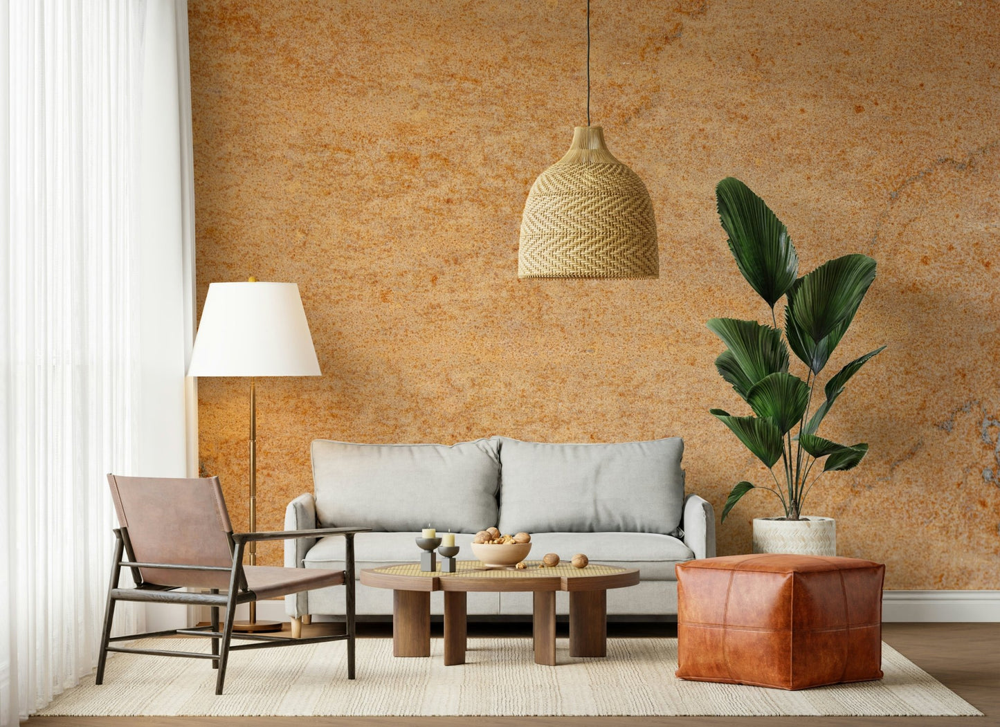 Interior design concept: Oxidized Texture behind a minimalist desk., GD6183
