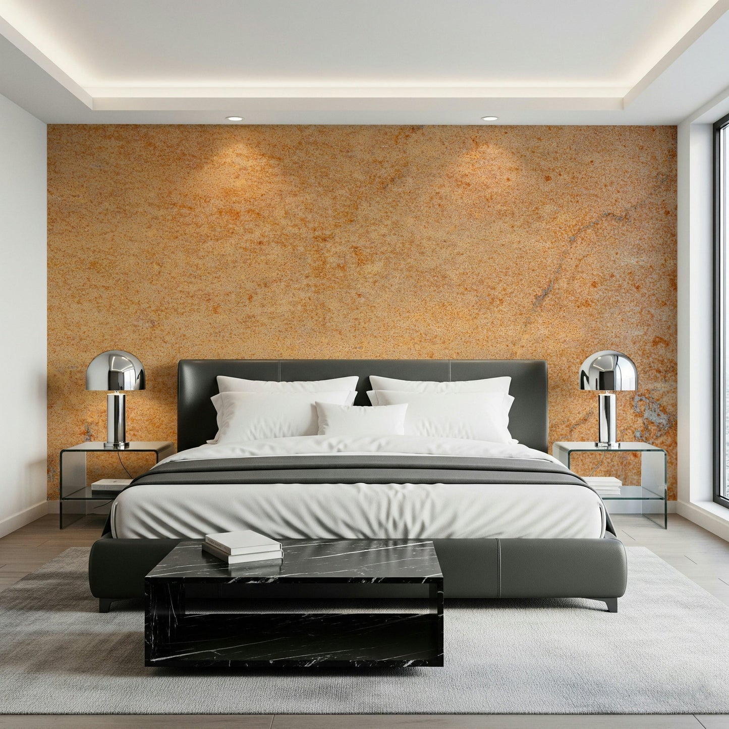 Full view of a commercial space using the dramatic Oxidized Texture design., GD6183