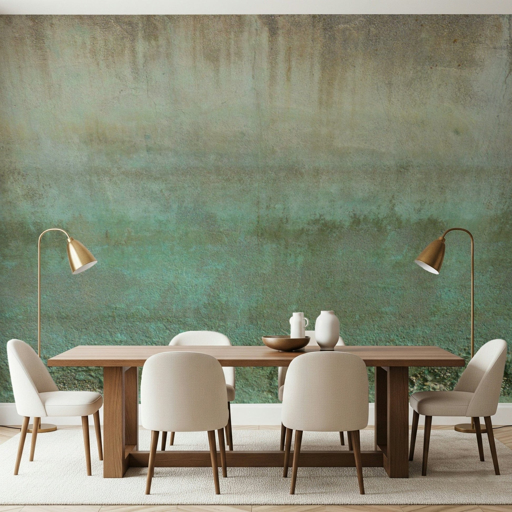 Faded bronze Oxidized Wall Art wall mural with distressed look.