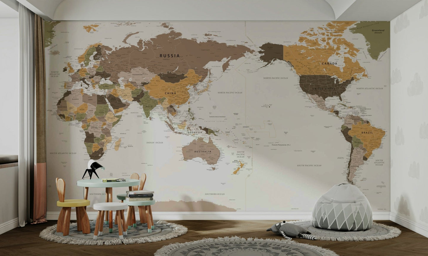 Durable and easy to install map wallpaper

