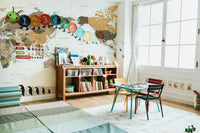 Close-up of detailed travel map mural wallpaper

