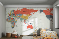 Colorful and lively world map wallpaper

